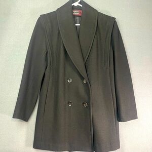 Women’s Vintage Black Wool Pea Coat Size 4 Warm Winter Preppy Quiet Luxury